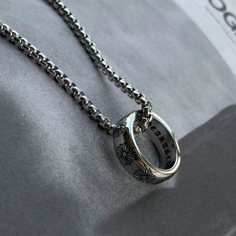 CH trendy brand necklace male and female personality retro high street ins cross pendant niche high-end sweater accessories