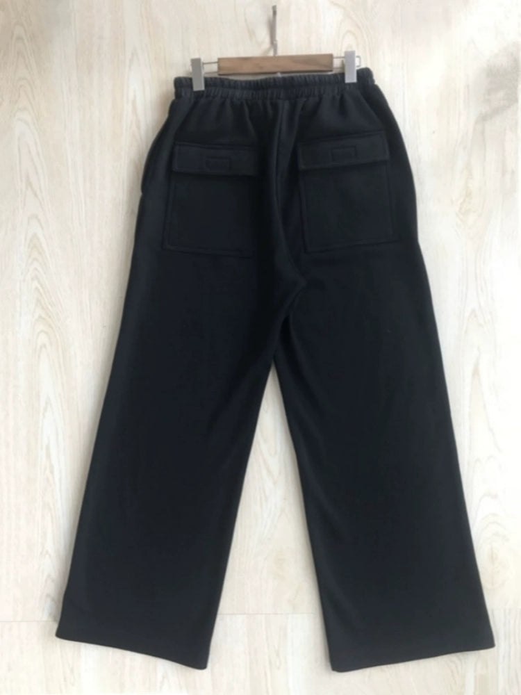 24RO style wide-leg cargo sports pants, European and American high-waisted mopping sweatpants, trendy tethered fat leg pants, straight pants