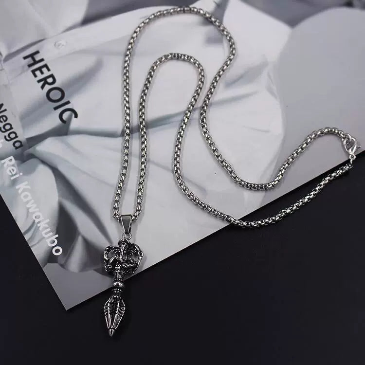 CH trendy brand necklace male and female personality retro high street ins cross pendant niche high-end sweater accessories