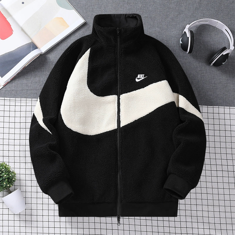 NK brand lamb fleece jacket men and women double-sided wear plus velvet thickened winter couple polar fleece fleece cotton clothes