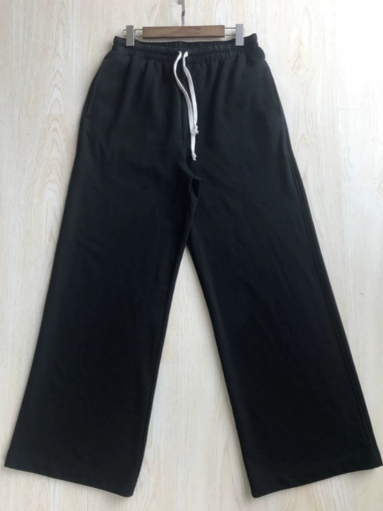 24RO style wide-leg cargo sports pants, European and American high-waisted mopping sweatpants, trendy tethered fat leg pants, straight pants