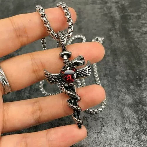 CH trendy brand necklace male and female personality retro high street ins cross pendant niche high-end sweater accessories